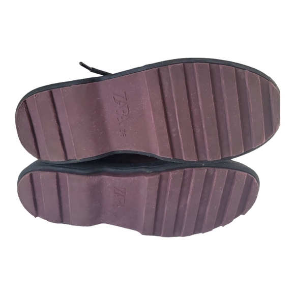 Zara Women's Round Toe Patent Leather Street Style Combat Boots 36 - Picture 4 of 8